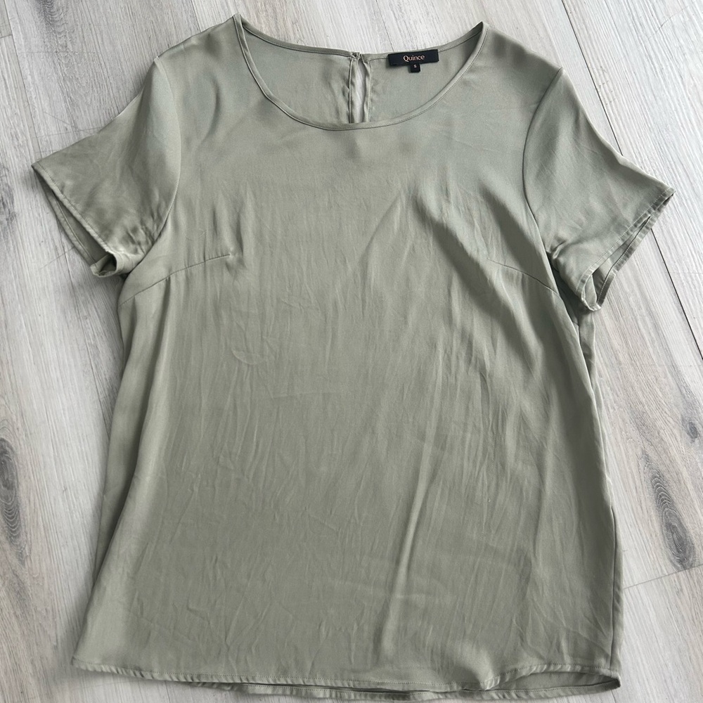Quince Pale Green Women's silk top - small